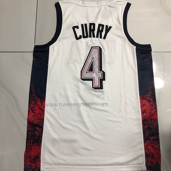 Camiseta Stephen Curry NO 4 USA 2024 Blanco